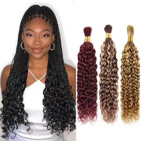 Natural Colour #4/27 #27 99j Burgundy Bulk Hair For Braiding Deep Water Wave Human Hair No Weft Bund