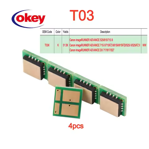 8pcs T03 toner chip For Canon image RUNNER ADVANCE 525/615/715III/715iII/715iFZ II/615i II/615iFZ/52