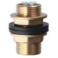 WISATHY Tube Adaptor, Brass G1/2 G3/4 G1 Male Bulkhead Fitting, Water Tank Joint Hose Fitting Water 