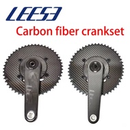 LEESE LSE-PRO Carbon Fiber Double Chainring Crankset 50-34t 52-36t 53-39t DUB for Race Grade, Road B