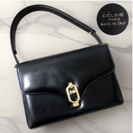 稀有中古包 Celine黑色馬車風琴包 單肩包 側背包 二手古著古董包