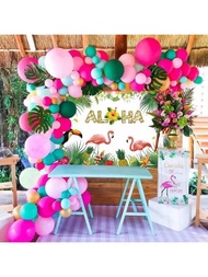 123入組華蘭粉紅火烈鳥主題生日裝飾,夏威夷度假派對裝飾,鳳梨熱帶派對和夏日派對,適用於婚禮生日場景裝飾