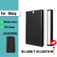 FZ-G75HFE ชุดเปลี่ยนแผ่นกรอง HEPA และ FZ-G60DFE ตัวกรองกลิ่นคาร์บอนที่ใช้งานสำหรับ KI-L80TA-W KI-L80