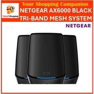 Netgear AX6000 Mesh WiFi System (RBK863SB) Orbi Black Series Tri-Band WiFi 6 Mesh System  3 Pack - R