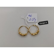 916 Gold Circle Earring/ 916黄金圈型耳环/ Emas 916 Bulat Subang Telinga