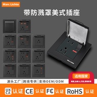 Taiwan American Standard Panel 15A American Standard Waterproof American Socket with Cover 3 Socket 