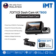 70mai Dash Cam 4K T800 | 4K 3-Channel Coverage | AI Motion Detection | Sony STARVIS 2 IMX678