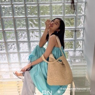 All-Match Summer Bag Single Mori Bag Woven Casual Large Lace-Up Beach Shoulder Bag Female Capacity B
