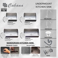 CABANA Undermount Nano Grain Single Bowl 500x450 Stainless Steel 304 Texture Kitchen Sink Dapur Sink