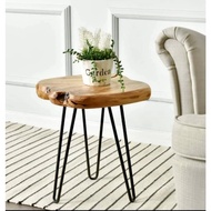 Solid Side Table coffee table bedside table Stool with metal leg, meja tepi katil dengan kaki besi, meja corner