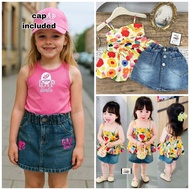 12mos-10Y Strap-sleeveles Blouse with denim skirt JLCLICKCART