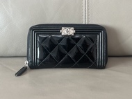 Chanel Boy Wallet Black Patent Leather