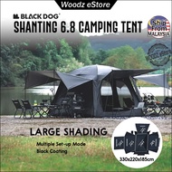 [Woodz] BLACKDOG SHANTING 6.8 Large Cabin Tent Camping Khemah Waterproof Mount Haven Camping Tent Fl