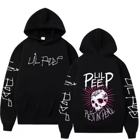 Rapper Lil Peep CryBaby Skeleton Hoodies Men Women Clothing Fashion Vintage Hip Hop Oversized Sweats