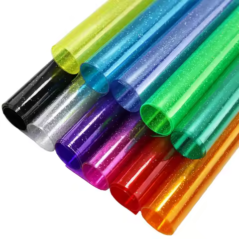 20/50x120cm Roll A4 Sheet 30x20cm Glitter Power Transparent PVC Vinyl Fabric Leather For Bows Earrin