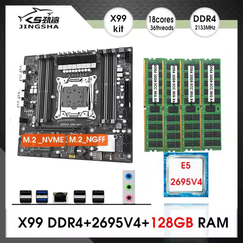 JINGSHA X99 MAX DDR4 Motherboard LGA 2011-3 Set Kit with xeon E5 2695 V4 CPU Quad channel up to 256G