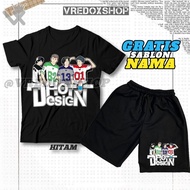 (Free Name) Children's T-shirt and Shorts Set with Dhot Animation Motif Cool and CoolDesign Dhot Clo