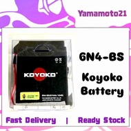 6N4-BS 6N4 BS KOYOKO BLACK & TOYOHAMA BULAT PETAK C70 GBO GBOJ Y80 RC80 FR80 RX80 C50 C90 BATTERY BA