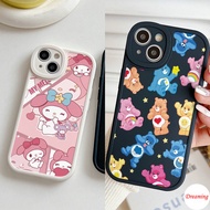 Case for Infinix Hot 11S 10S 10T 11 10 9 Play NFC Note 8 Smart 6 5 Oval Big Eye Soft Phone Case Motif Cute Rabbit and Bear