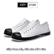 Giày nhựa lỗ đi mưa đi làm Nam Nữ (LÙI 1 SIZE) chất EVA siêu nhẹ êm chân chống thấm nước iDÉP GL025