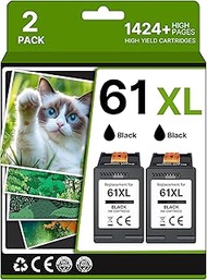 62XL Ink Cartridges 2 Black Replacement for 62XL