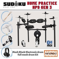 Sudoku Home Practice HP8 / HP9 Gen 3 Mesh Black Electronic Drum Set With Accessories ( HP-8 HP 8 )