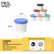 Plusware Ice Cream Cup 4 oz with lid and spoon Paper Ice Cream Cup (complete with Paper Cup Spoon Li