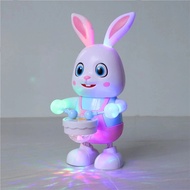 เพลงอิเล็กทรอนิกส์หุ่นยนต์เต้นรำกระต่ายกลองบีตของเล่น LED น่ารักสัตว์เลี้ยงไฟฟ้าของขวัญวันเกิดเด็ก