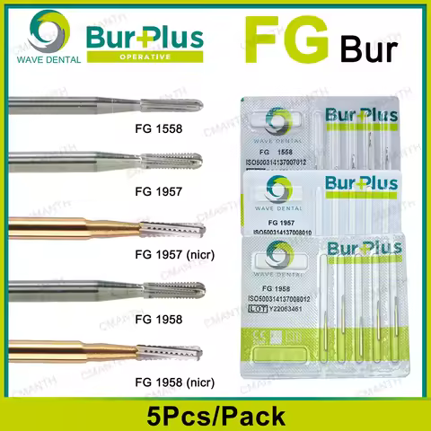 WAVE Dental Tungsten Carbide Burs Dentistry Drills Burs Crown Cutting Drills FG1957 For High Speed H