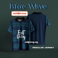 Blue Wave Jersey Japan Retro Collar Jersey Oversized Lelaki Kanak Kanak Fight for Victory Baju Berkolar T Shirt Short Sleeve Casual Unisex Plain Sublimation Tee