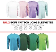 Soft Cotton Long Sleeve T-Shirt Unisex 160gsm Breathable Baju Kosong Lengan Panjang T-Shirt Lelaki RNL2 Group C