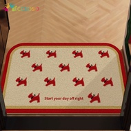 2026 Year of the Horse Decoration Entrance Door Mat Festive Red Silk Circle Floor Mat Entrance Door 