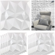 12 Piezas Panel de Pared de 3D Diamante 30 x 30 cm para Decoración de Paneles Decorativos en Blanco,