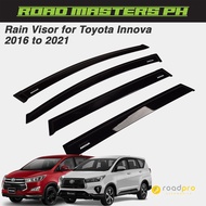 Roadpro Two-Tone / Plain Black Window Rain Guard Visor for Toyota Innova 2016-2021