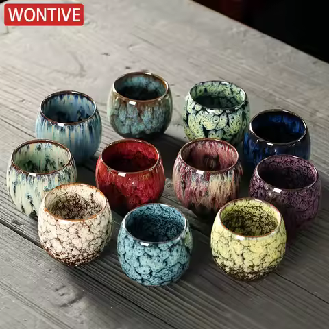1PC Kiln Change Ceramic Cup Porcelain Kung Fu Tea Cups 110ml Drinkware Tableware Pottery Drinkware T