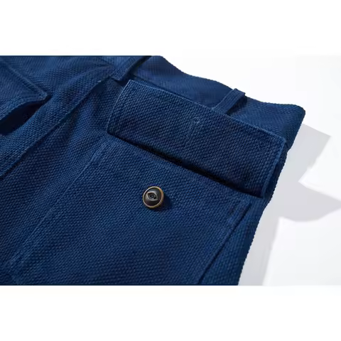 Vintage Amekaji Indigo Fatigue Pants Men Blue Dyed Zipper Multi-pocket OG107 Cargo Pants Spring Autu