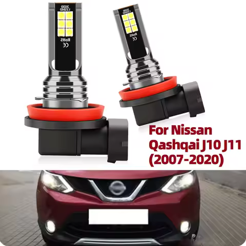 For Nissan Qashqai J10 J11 (2007-2020) White 6000K Auto LED Fog Lamp 3030SMD H11 H8 H16JP Car Front 