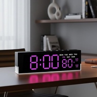45MinST 7-Inch LED Digital Alarm Clock With Bottom Glow Light｜Displays Time, Date, Day, Temperature 