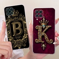 For Samsung Galaxy M62 F62 5G Casing SM-M625F SM-E625F Luxury Initial Letters Crown Soft Slim Silico