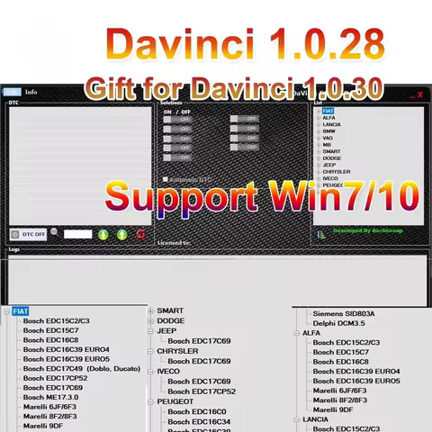 Car Software Latest Davinci 1.0.28 PRO Software Support Win 7/10/11 Davinci 1.0.30 Work on KESS/KTAG
