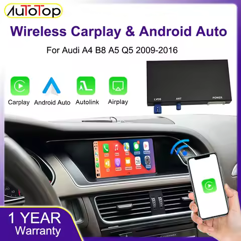 AUTOTOP Wireless Carplay Android Auto Decoder Interface For Audi A4 B8 A5 Q5 S5 2009-2016 MMI 2G MMI