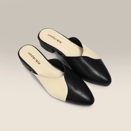UNDERSIX Hana 470 Women's Mules Sandals Black Cream Heels 3 cm