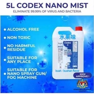 [KKM APPROVED] Codex 5L Non-Alcohol Liquid Sanitizer Nano Mist Spray Disinfectant Sanitizer Liquid消毒