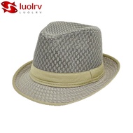 LUOLRV Western Cowboy Hat, Ethnic Curved Brim Top Hat, Breathable Large Mesh Jazz Fedora Hats for Wo