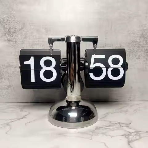 Vintage Flip Digital Clock Mechanical Automatically Flip Down Page Table Clock Office Flip Digital C