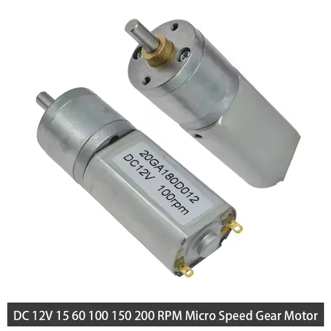 20GA180 DC 12V 15 60 100 150 200 RPM Micro Speed Gear Motor Reduction Gear Motors With Metal Gearbox