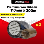 110mm x 300m ( 2 units ) Wax Barcode Ribbon Thermal Transfer Printer Label Ribbon Barcode Label Rebe