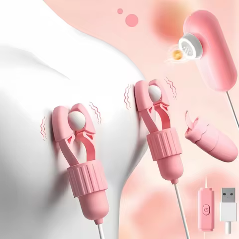 Sucking Vibrating Nipple Clamps Tongue Vibrator Labia Clitoris Clamps Stimulating Massager For Women