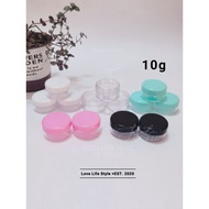 [READY STOCK]Small Bottle plastic nail decoration cosmetic plastic container refillable bottle10g／pcs圆底/方底旅行护肤品用分装塑料小罐子