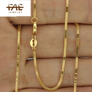 Limited Today 100% Original Pure Ang 18K Saudi Gold Necklace for Women Pawnable Sale Lucky Milan Box Chain 1.3mmW 45cm 2-2.3g（Girlfriend Gift）